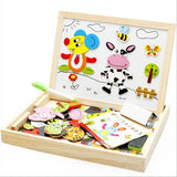 Wooden Magnetic Puzzle Set - 3D Animals, Circus and Drawing Board