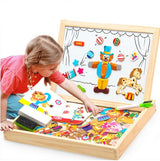 Wooden Magnetic Puzzle Set - 3D Animals, Circus and Drawing Board