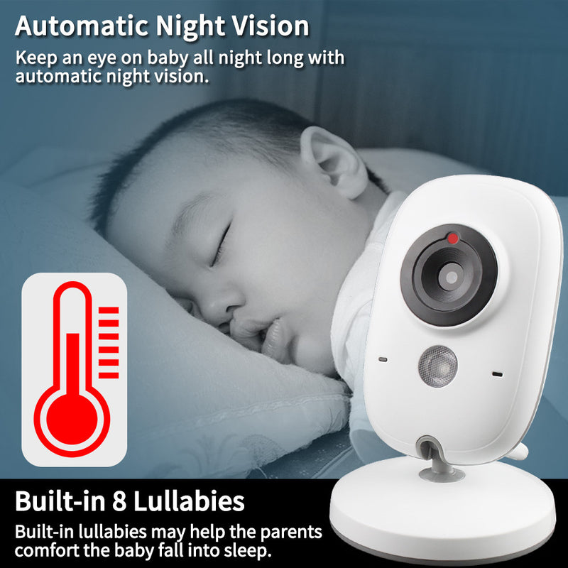 3.2" Digital Wireless Baby Monitor - Two-Way Audio and Temperature Monitoring