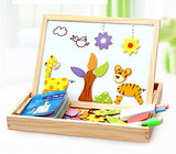 Wooden Magnetic Puzzle Set - 3D Animals, Circus and Drawing Board