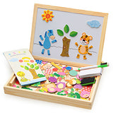 Wooden Magnetic Puzzle Set - 3D Animals, Circus and Drawing Board