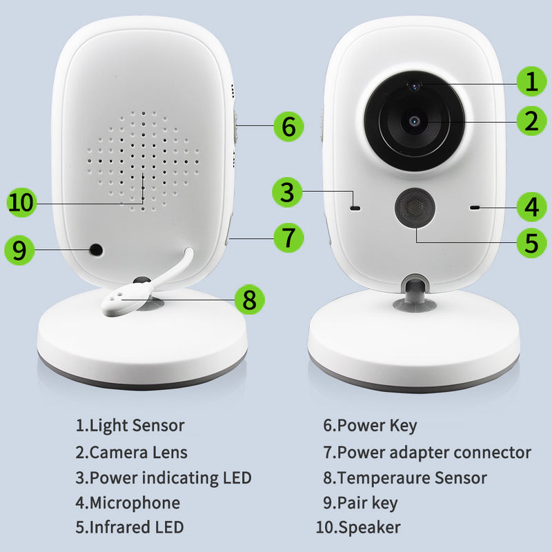 3.2" Digital Wireless Baby Monitor - Two-Way Audio and Temperature Monitoring