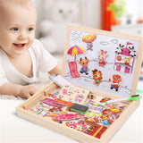 Wooden Magnetic Puzzle Set - 3D Animals, Circus and Drawing Board