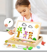 Wooden Magnetic Puzzle Set - 3D Animals, Circus and Drawing Board